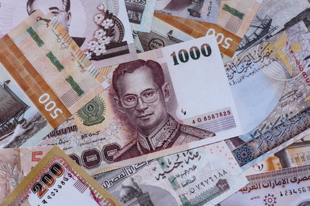 Money background, currency exchange, paper banknotes from different countries. Money cash currency as a financial background for your designの写真素材
