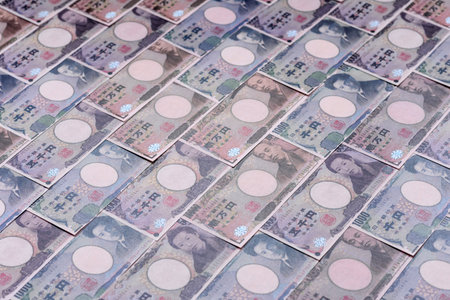 Japan, Japanese yen paper banknotes, money for business, financial transactions, and settlements. Japanese yen as a financial background for your designの写真素材