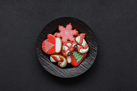 Gingerbread, Christmas cookies, and ornamental holiday baked goods. Christmas gingerbread as a backdrop for your designの写真素材