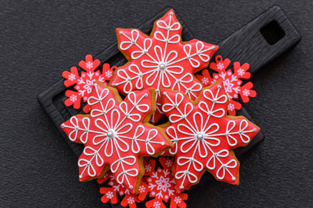 Gingerbread, Christmas cookies, and ornamental holiday baked goods. Christmas gingerbread as a backdrop for your designの写真素材