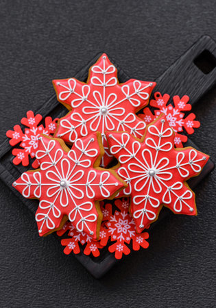 Gingerbread, Christmas cookies, and ornamental holiday baked goods. Christmas gingerbread as a backdrop for your designの写真素材