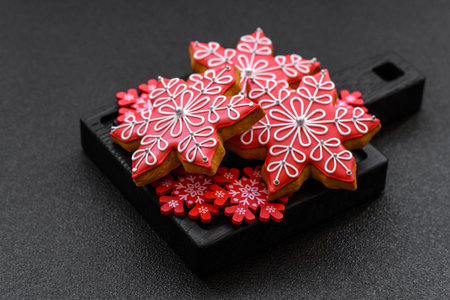 Gingerbread, Christmas cookies, and ornamental holiday baked goods. Christmas gingerbread as a backdrop for your designの写真素材