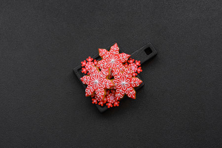 Gingerbread, Christmas cookies, and ornamental holiday baked goods. Christmas gingerbread as a backdrop for your designの写真素材