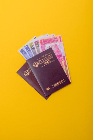 Iranian passport for traveling, flying and doing business. Iran document, id for crossing the borderの写真素材