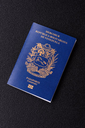 Venezuela passport, venezuelan visa for international travel and vacation. Venezuelan passport as a background for your designの写真素材