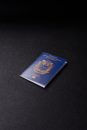 Venezuela passport, venezuelan visa for international travel and vacation. Venezuelan passport as a background for your designの写真素材