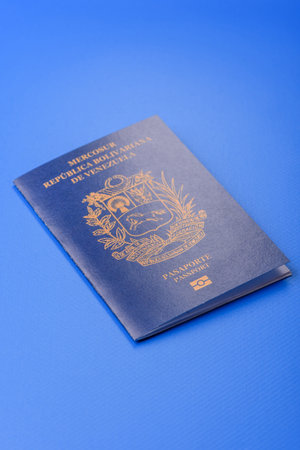 Venezuela passport, venezuelan visa for international travel and vacation. Venezuelan passport as a background for your designの写真素材