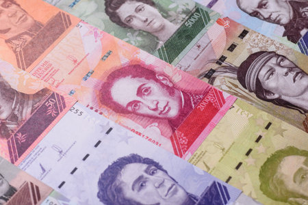 Venezuelan bolivar, cash, currency of Venezuela, banknotes for financial transactions. Venezuelan bolivar as a financial background for your designの写真素材