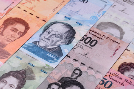 Venezuelan bolivar, cash, currency of Venezuela, banknotes for financial transactions. Venezuelan bolivar as a financial background for your designの写真素材