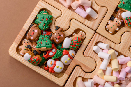 Mini marshmallows in white, pink, and pastel colors, a colorful Christmas dessert. Marshmallows as a...