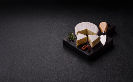 White French cream cheese like Brie or Camembert is perfect for making breakfast sandwiches. Brie or Camembert as a food background for your designの写真素材