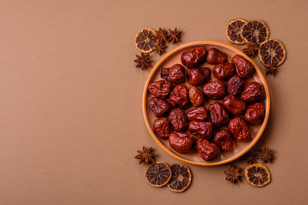 Red dried dates, the Chinese sweet fruit jujube, as a healthy food. Red dates, jujube as a food...