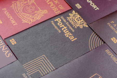Passports of citizens of different countries of the world, background consisting of passports of...