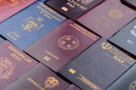 Passports of citizens of different countries of the world, background consisting of passports of...