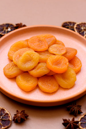 Dried apricots are a sweet, healthy fruit for vegans and vegetarians. Dried apricots as a food background for your designの写真素材