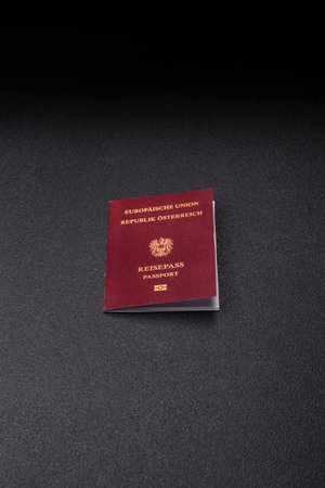 Austria passport, visa for international travel and vacation. Austrian passport as a background for your designの写真素材
