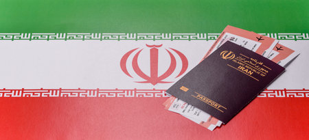 Iranian passport for traveling, flying and doing business. Iran document, id for crossing the borderの写真素材