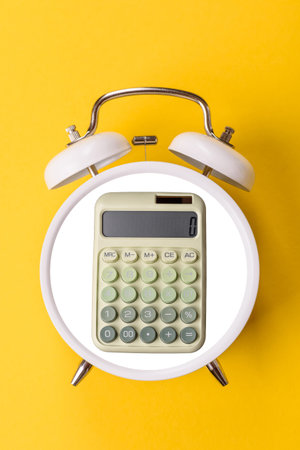 Calculator, money and expense calculations, tax form completion, and business budget concept preparation. Calculator, expense calculations as a financial background for your designの写真素材