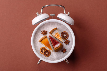 a slice of sweet pie, a classic cheesecake dessert. New York cheesecake as a food background for...