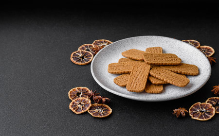 Biscuit cookies as a food background for your designの写真素材