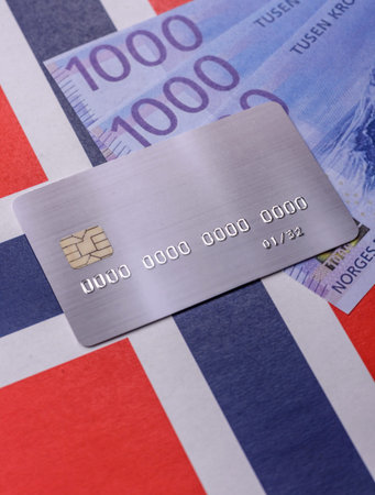 A credit card for contactless cashless payments via a terminal or online. A credit card for a financial backgroundの写真素材