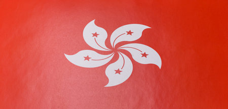 Hong Kong flag in red and white color. Flag of Hong Kong as a background for your designの写真素材