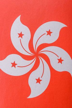 Hong Kong flag in red and white color. Flag of Hong Kong as a background for your designの写真素材