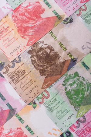 Hong Kong paper money, cash currency for exchange and financial transactions. Hong Kong money as a financial background for your designの写真素材