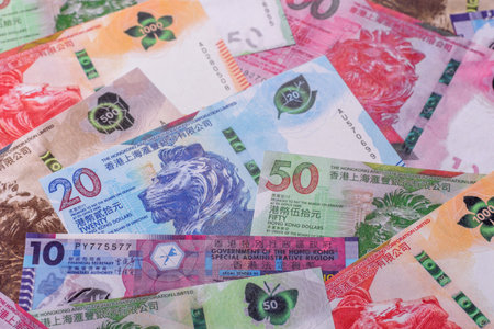Hong Kong paper money, cash currency for exchange and financial transactions. Hong Kong money as a financial background for your designの写真素材