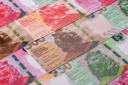 Hong Kong paper money, cash currency for exchange and financial transactions. Hong Kong money as a financial background for your designの写真素材