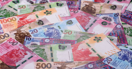 Hong Kong paper money, cash currency for exchange and financial transactions. Hong Kong money as a financial background for your designの写真素材