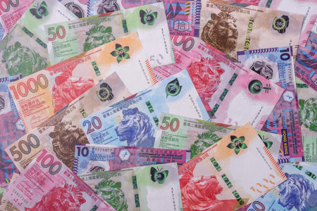 Hong Kong paper money, cash currency for exchange and financial transactions. Hong Kong money as a financial background for your designの写真素材