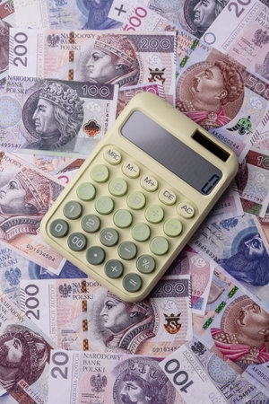 Polish zloty paper money, banknotes for exchange and financial transactions. The Polish gold as a...