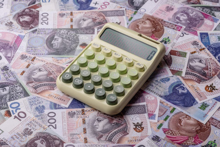 Polish zloty paper money, banknotes for exchange and financial transactions. The Polish gold as a...
