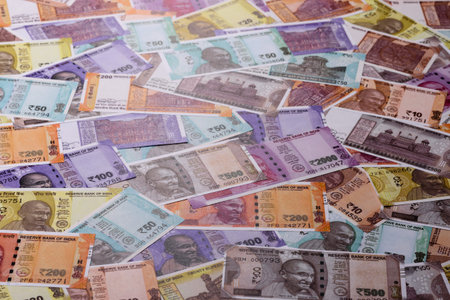 Indian paper currency, rupee, for financial transactions and exchange. Indian rupee currency as a...