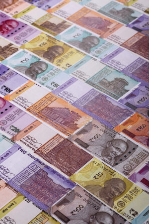 Indian paper currency, rupee, for financial transactions and exchange. Indian rupee currency as a...