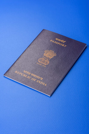 Indian passport, a document for travel, leisure, and work. Passport of India as a travel background...
