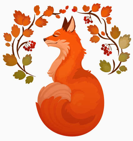 cute fox with autumn background