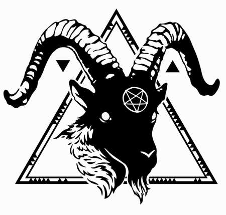goat head in a triangular frameのイラスト素材