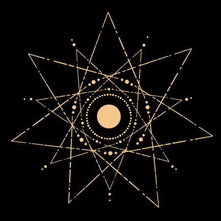 Cosmic esoteric composition of lines in the shape of a starのイラスト素材