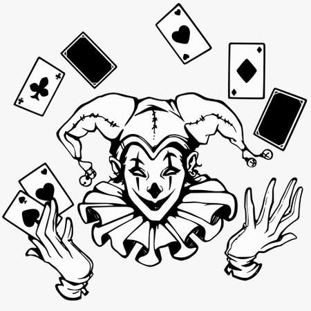 joker with a deck of cardsのイラスト素材