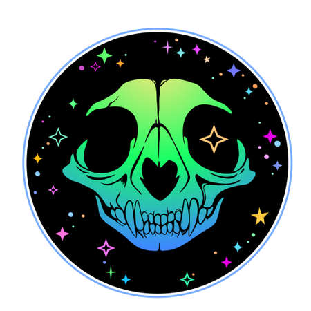 multicolored animal skull on black backgroundのイラスト素材