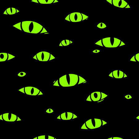 Many monster eyes on black background, seamless patternのイラスト素材