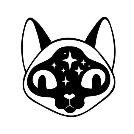 cute cartoon witchcraft decorated cat headのイラスト素材