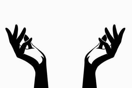 two open hands, line, without fillingのイラスト素材