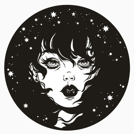 Mystical face of a girlのイラスト素材