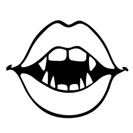 female mouth with plump lips and fangsのイラスト素材