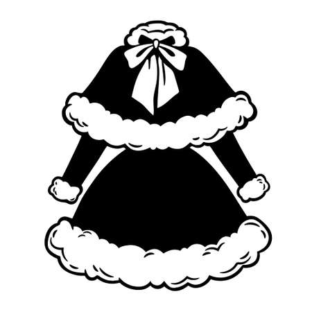 women's christmas dress trimmed with furのイラスト素材