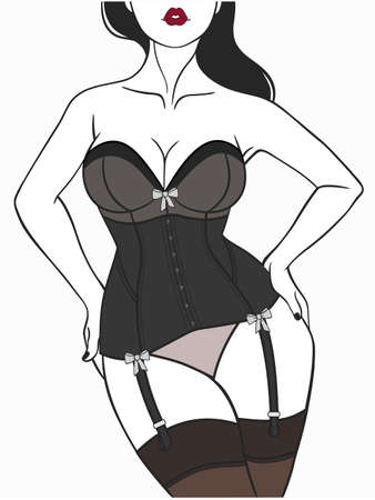 beautiful female body in elegant underwearのイラスト素材