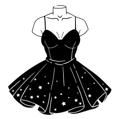 Female black gothic dress on a mannequinのイラスト素材